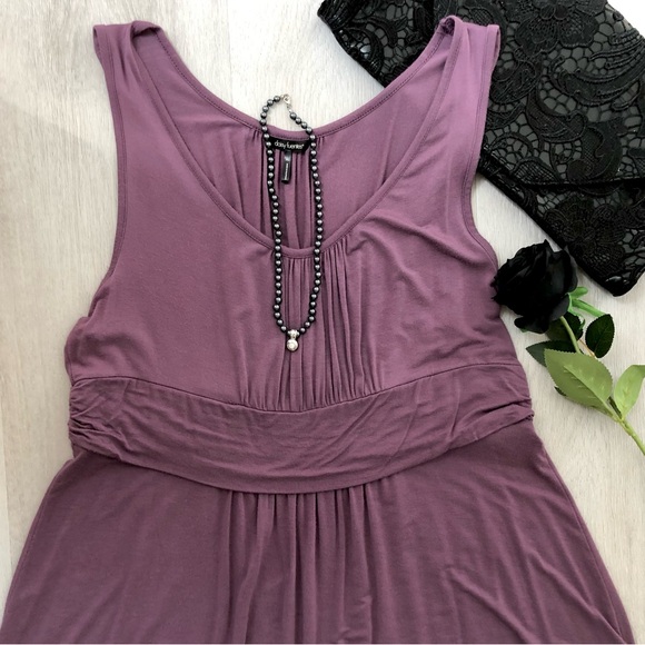 🖤💜Daisy Fuentes Dusk Purple Pleated Front Sleeveless Top Size XL - Picture 2 of 6